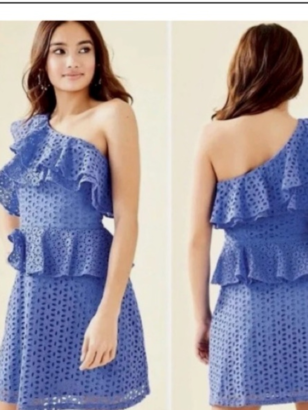Lilly Pulitzer Josey Dress in Coastal Blue Oval Flower Petal Eyelet